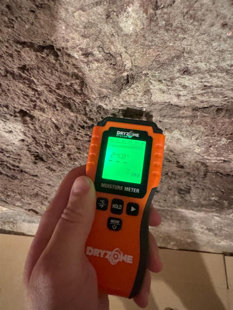 Mesure de l'humidité d'un mur à l'humidimètre