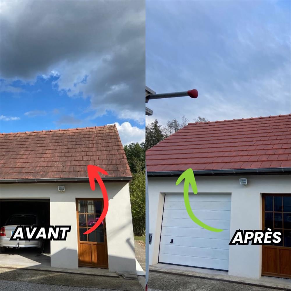 Toit de garage avant et après traitement